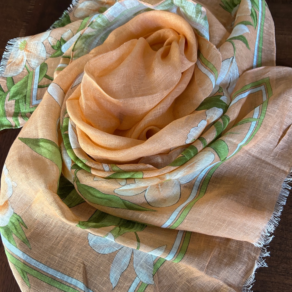 Brooks Brothers Floral Orange Scarf Italian Large New With Tags $200 Scarf